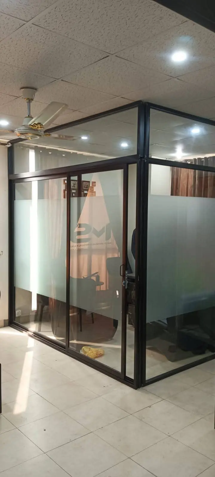 Aluminum & Frosted Glass Office Divider Pakistan